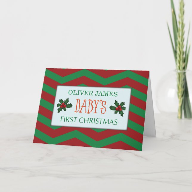 Baby första julklapp Namn på Röda Grönten Kort (Framsida)