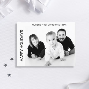 Baby - första julklapp, svart och vitt foto helg vykort