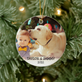 Baby första julklappen Anpassningsbar Photo Namn å Julgransprydnad Keramik