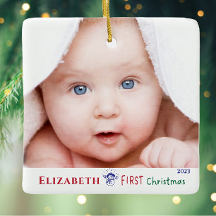 Baby Första julklappen Photo Julgransprydnad Keramik