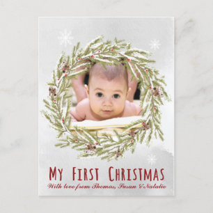 Baby första julkort med foto helg vykort