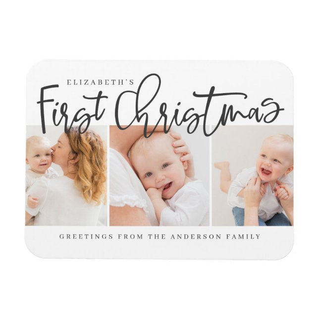 Baby Första julmodern Modern Simple Chic Photo Magnet (Horisontell)