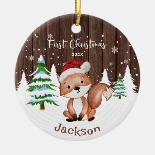 Baby Första julpojkens Fox-Personlig Julgransprydnad Keramik