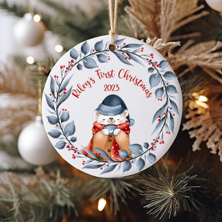 Baby Första julprydnad Baby Bear Julgransprydnad Keramik