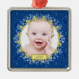 Baby Första julprydnad | Blue Snöflingor Julgransprydnad Metall