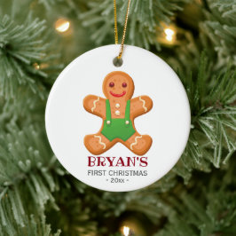 Baby första julprydnad Gingerbrödspojke Julgransprydnad Keramik