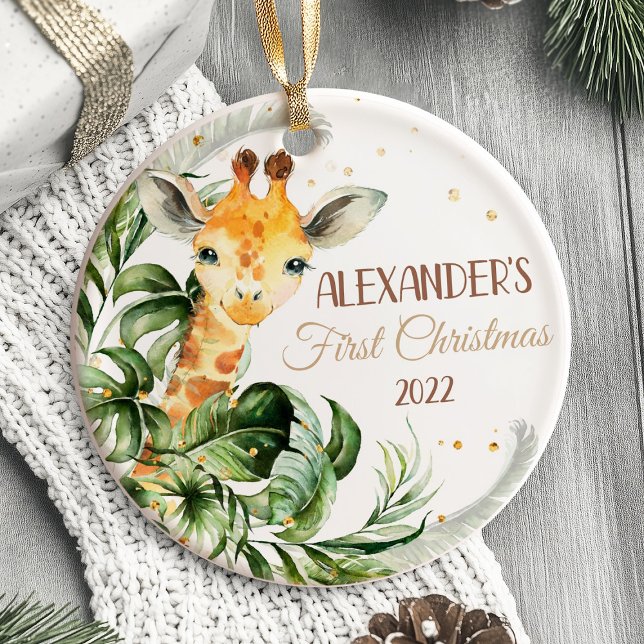 Baby Första julprydnad Safari-djur Julgransprydnad Keramik (Baby's First Christmas Ornament)