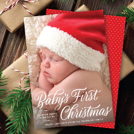 Baby Första julskript Birth Announce Photo Julkort
