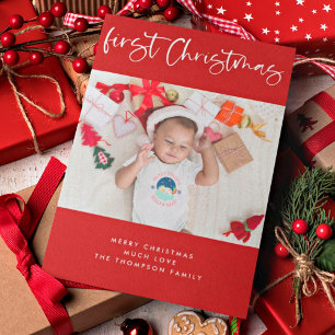 Baby första julskript Fotopul Red Julkort