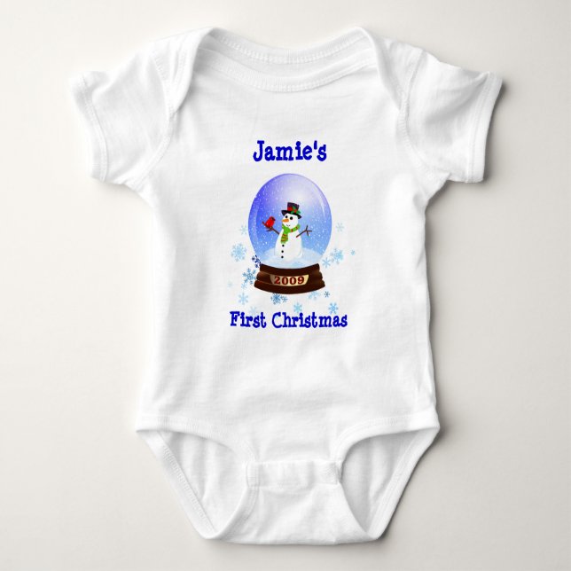 Baby första julSnowglobe T-tröja T Shirt (Framsida)