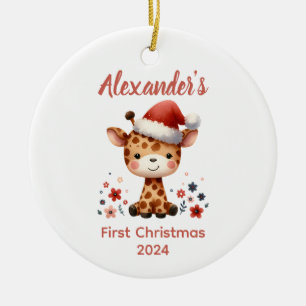 Baby första julsöt Giraffe baby djur Julgransprydnad Keramik