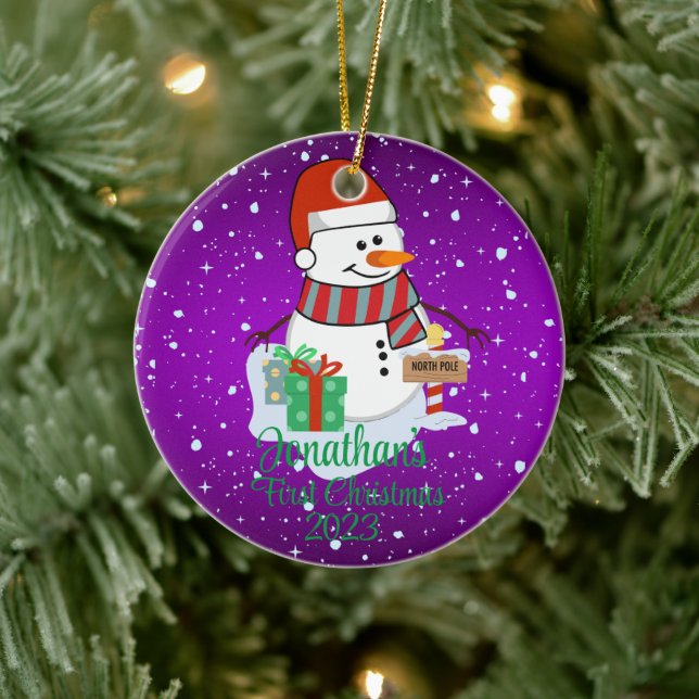 Baby Första julsöt snögubbe modern färg Julgransprydnad Keramik (Träd)