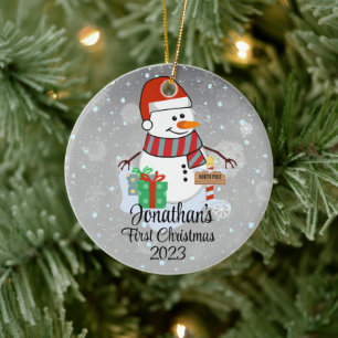 Baby Första julsöt snögubbe modern färg Julgransprydnad Keramik