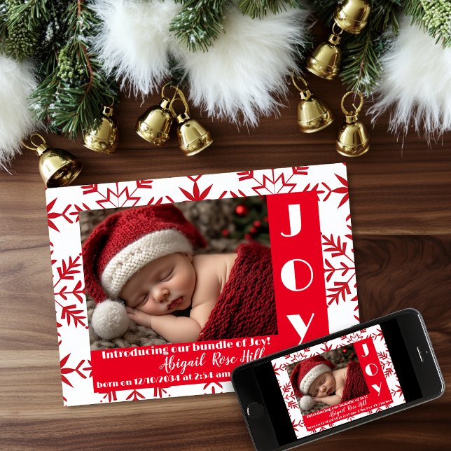 Baby Första jultomten Birth Announcement Inbjudningar (Baby's First Christmas Birth Announcement)