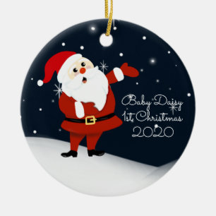 Baby första jultomten från farföräldrar julgransprydnad keramik