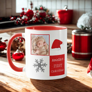 Baby första jultomten Hat Snowflake Photo Mugg