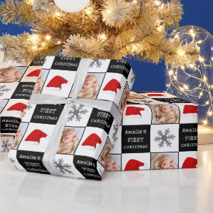 Baby första jultomten Hat Snowflake Photo Presentpapper