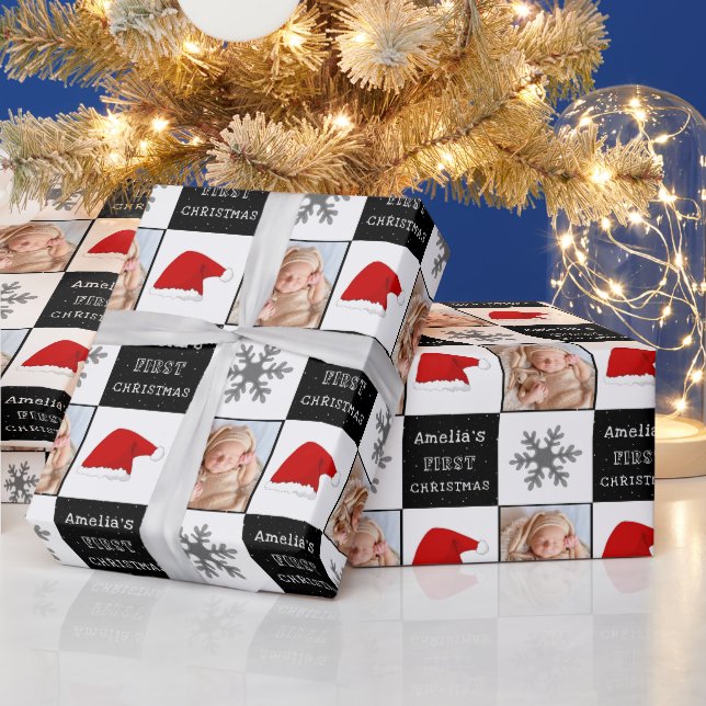 Baby första jultomten Hat Snowflake Photo Presentpapper (Helgdagar)