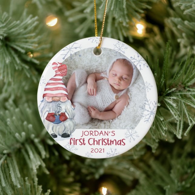 Baby Första jultomten Snowflake Namn Julgransprydnad Keramik (Träd)