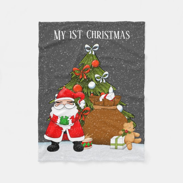 Baby första julunisex Santa Helgdag Fleecefilt (Framsidan)