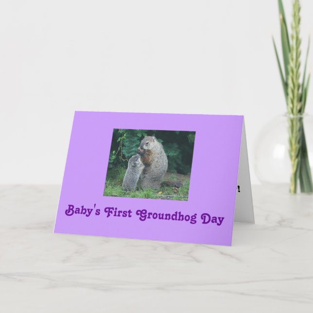 Baby första kort för hälsning för Groundhog dag (Framsida)