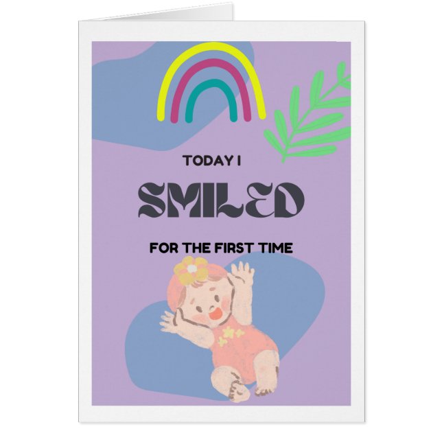 Baby första leendet hälsningskort (Framsidan)