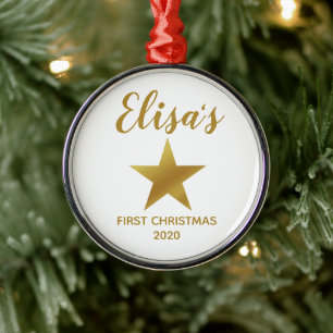 Baby första nyfödda julstjärna julgransprydnad metall