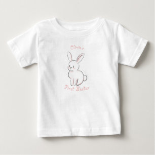 Baby första Påsk med söt sitta bunny rosa T Shirt