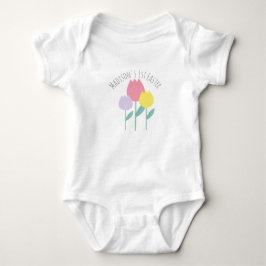 Baby Första Påsk Vår Tulpaner Baby Kroppsoverall T Shirt
