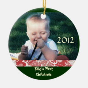 Baby första prydnad för julfoto julgransprydnad keramik
