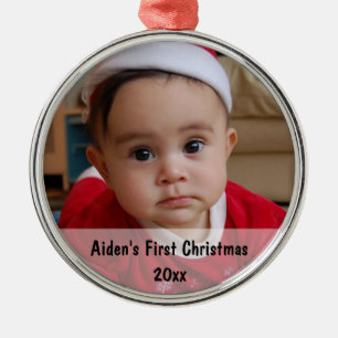 Baby första prydnad för julfoto julgransprydnad metall