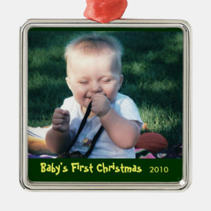 Baby första prydnad för julfoto julgransprydnad metall