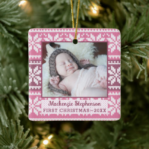 Baby Första Rosan jul Snowflake Sweater Photo Julgransprydnad Keramik