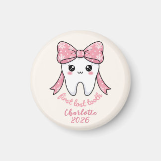 Baby Första Tand Rosa Rosett Milstolpe Kawaii Tand Magnet