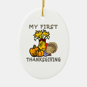 Baby första thanksgiving julgransprydnad keramik