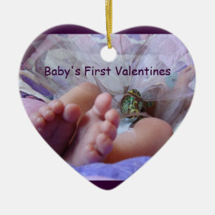 Baby första valentin fot för baby för prydnad f julgransprydnad keramik