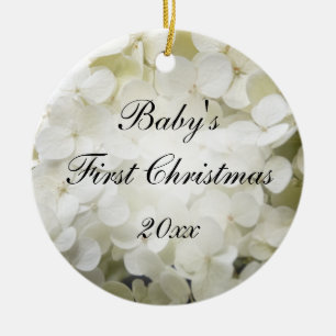 Baby första vanlig hortensia för julvit julgransprydnad keramik