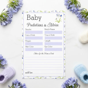 Baby Förutsägelse Bebis Shower Lilja med Blåfågel Flygblad