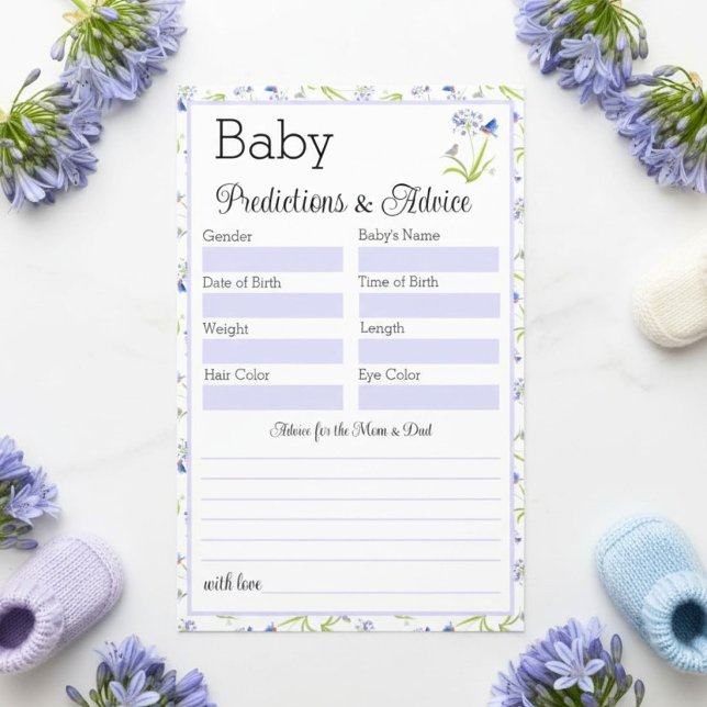Baby Förutsägelse Bebis Shower Lilja med Blåfågel Flygblad (Skapare uppladdad)