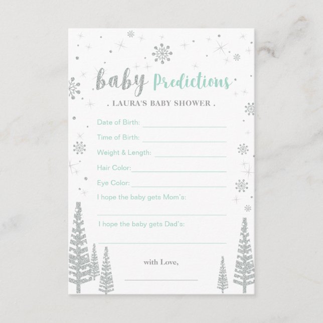 Baby Förutsägelse Kort - Vinter Baby Shower Spel (Framsida)