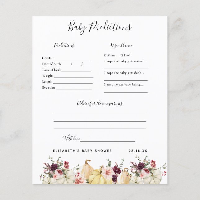 Baby-förutsägelser | Barnstödsspel (Framsida)