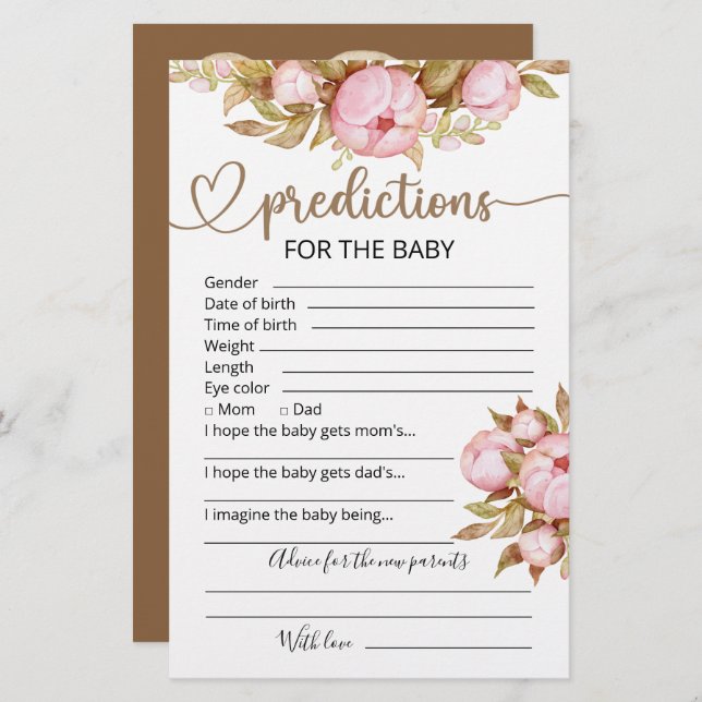 Baby-förutsägelser | Barnstödsspel (Fram/baksida)