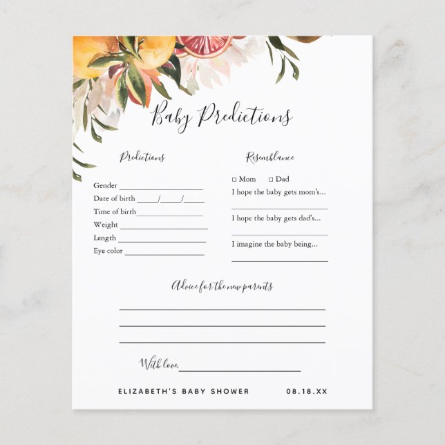 Baby-förutsägelser | Barnstödsspel (Framsida)