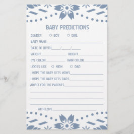Baby-förutsägelser spel papel picado Pojke Shower Flygblad