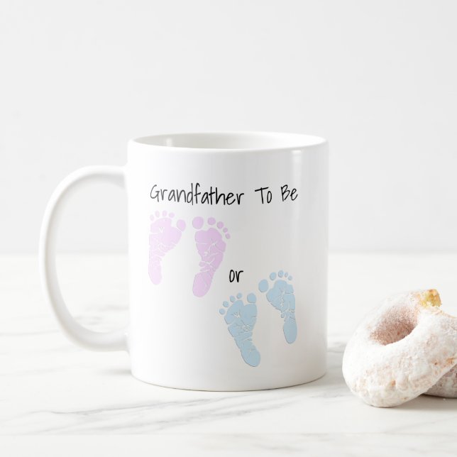 Baby-fotavtryck farfar som ska meddelas kaffemugg (Med munk)