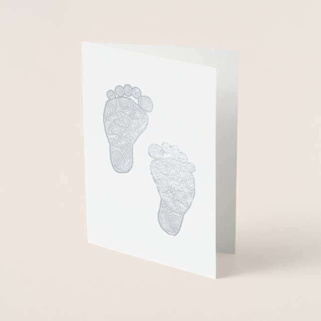 Baby-fotavtryck Folierat Kort (Framsida)