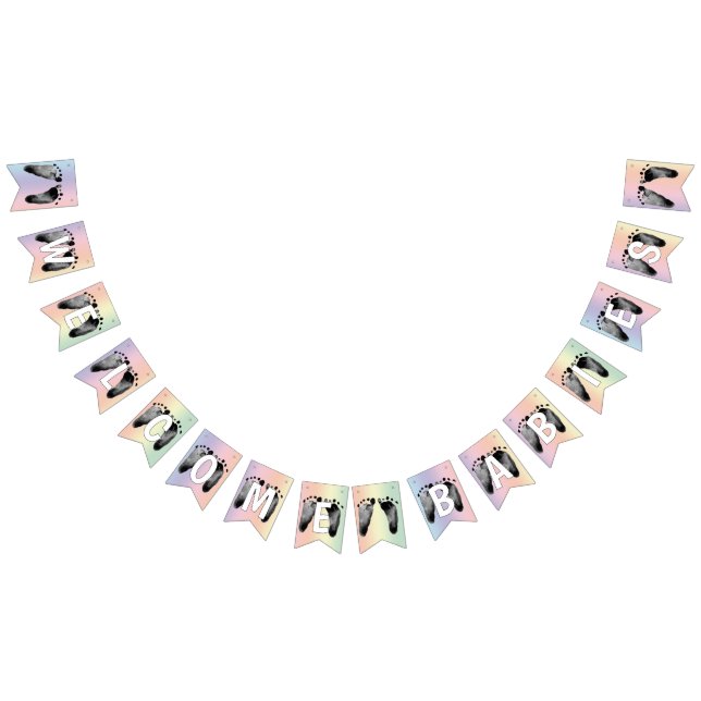 Baby-fotavtryck för regnbågsdesign för Många-fågla Vimplar (Alla)