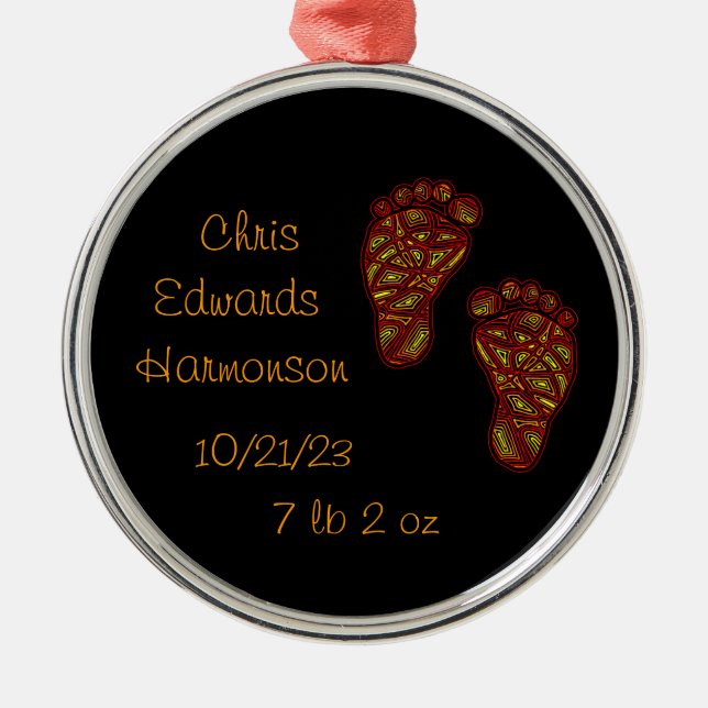 Baby-fotavtryck Julgransprydnad Metall (Framsidan)