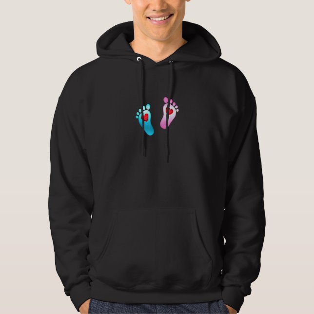 Baby fotavtryck Kärlek Heart Foot Feet Boy Girl Va Hoodie (Framsida)