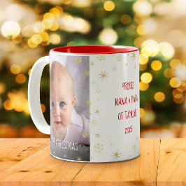 Baby Foto 1:a julen, farföräldrar Snöflingor Två-Tonad Mugg
